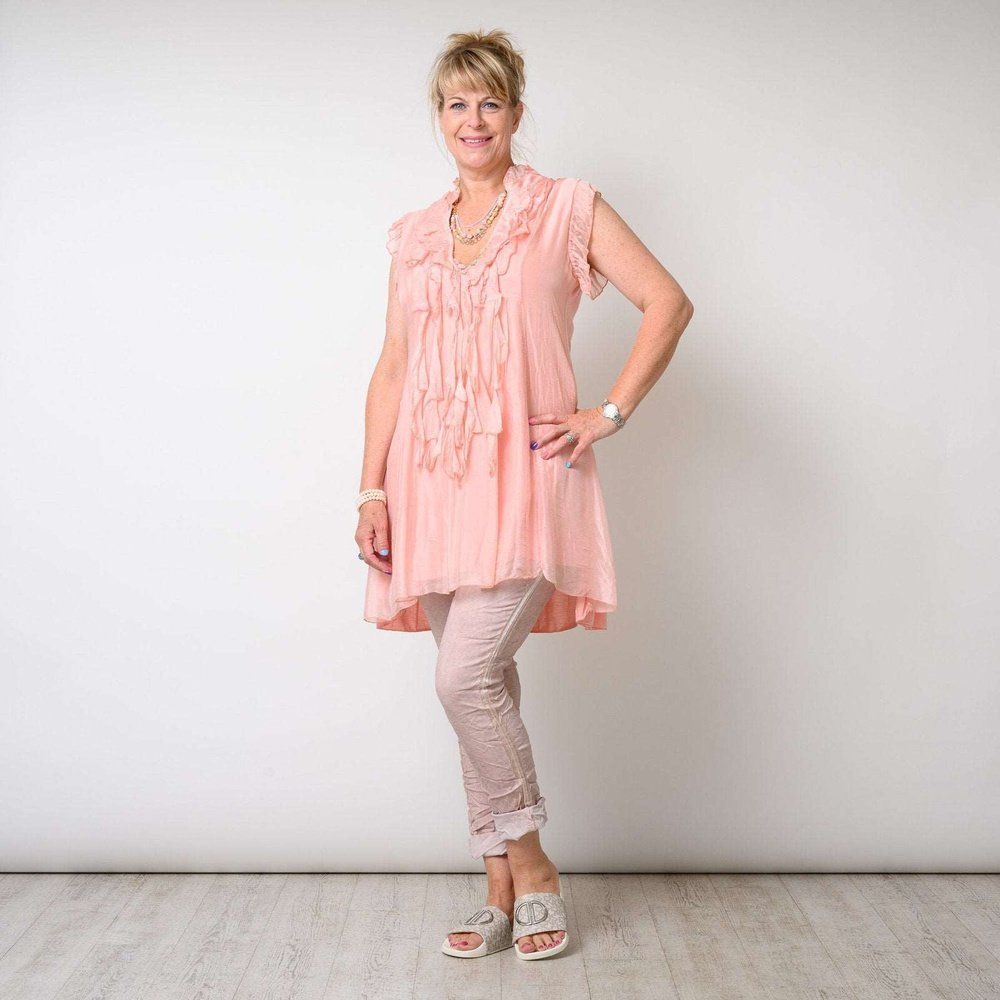 Silk Blend Ruffle Neck Mini Dress Available in 4 Colours One Size 8-14 - style-heaven