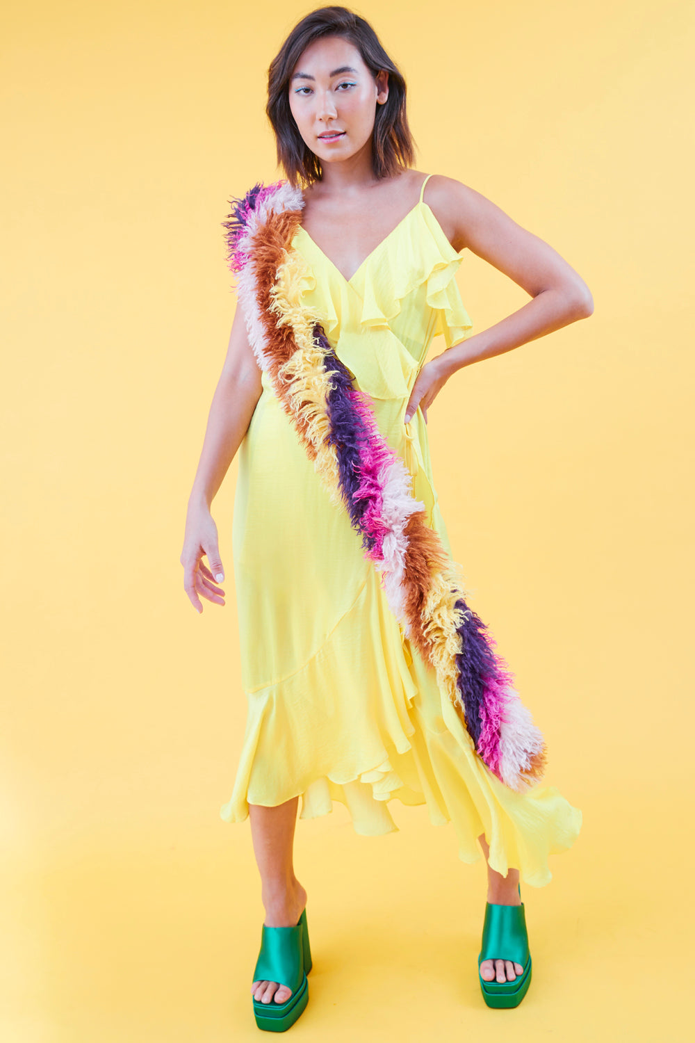 RNKD35A-0Y - Silk Blend Maxi Ruffle Dress