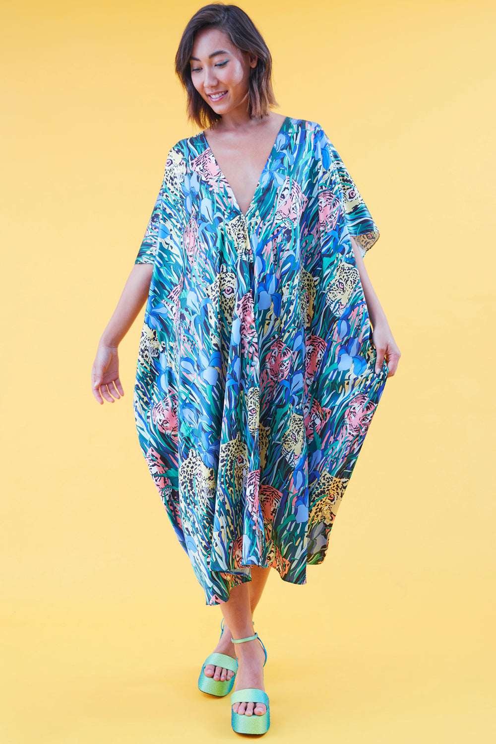 RYKM295A-07L - Silk Blend Maxi Leopard Head Dress