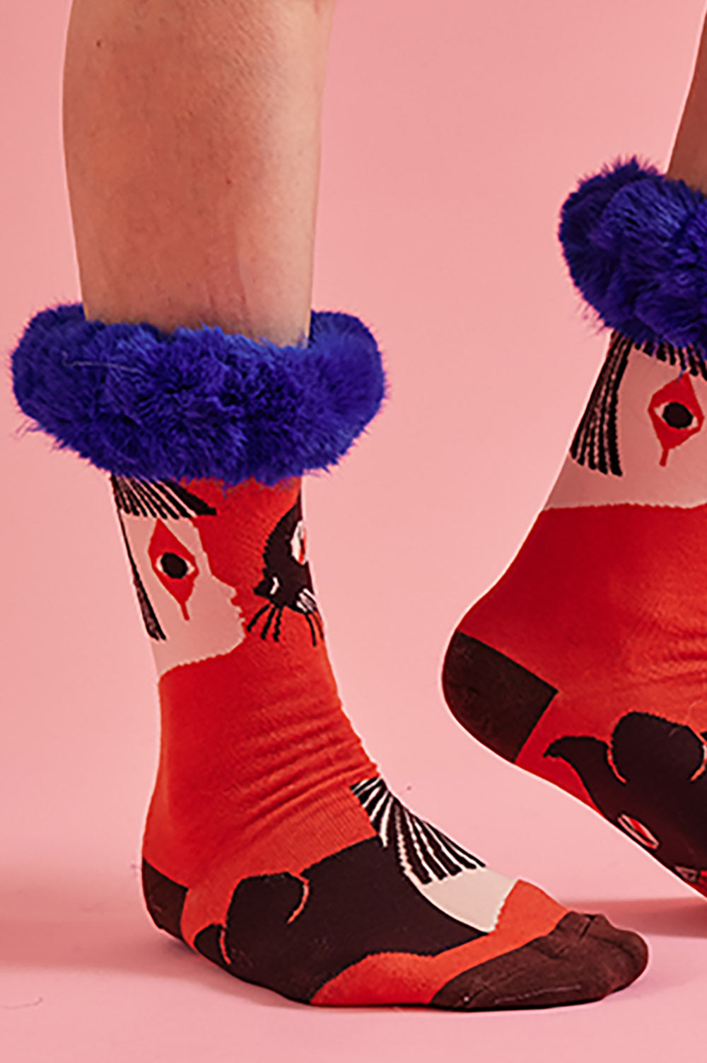 SKABFM55A-07H - Faux Fur Trim Silk blend Socks - Pack of 3