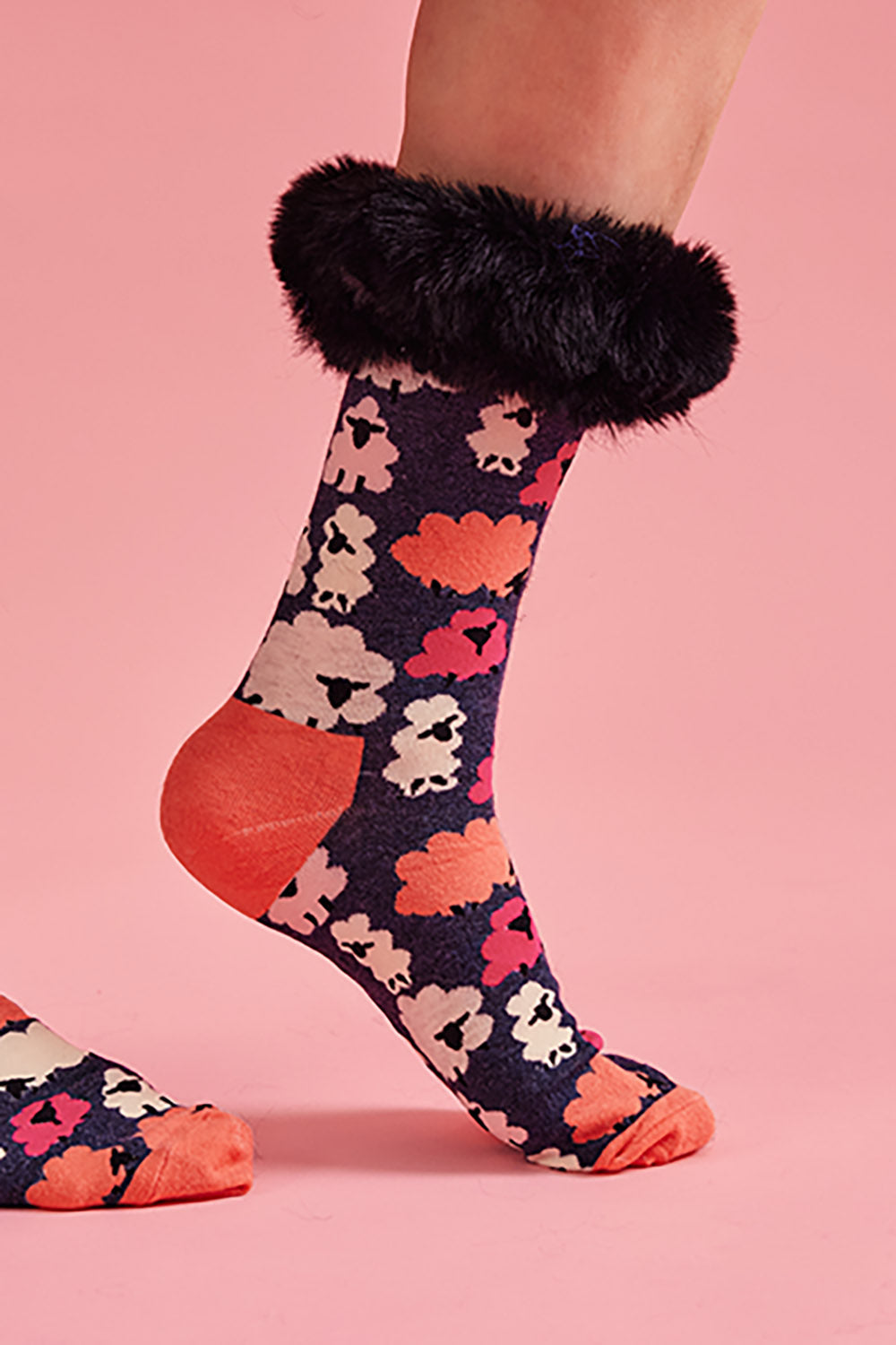 SKFMR55A-07 - Silk Blend Faux Fur Socks