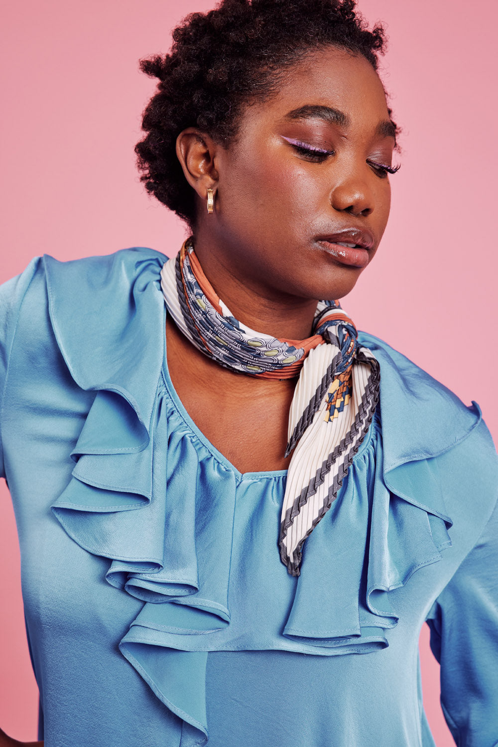 SLKZ55A-07 - Silk Blend Pleated Scarf