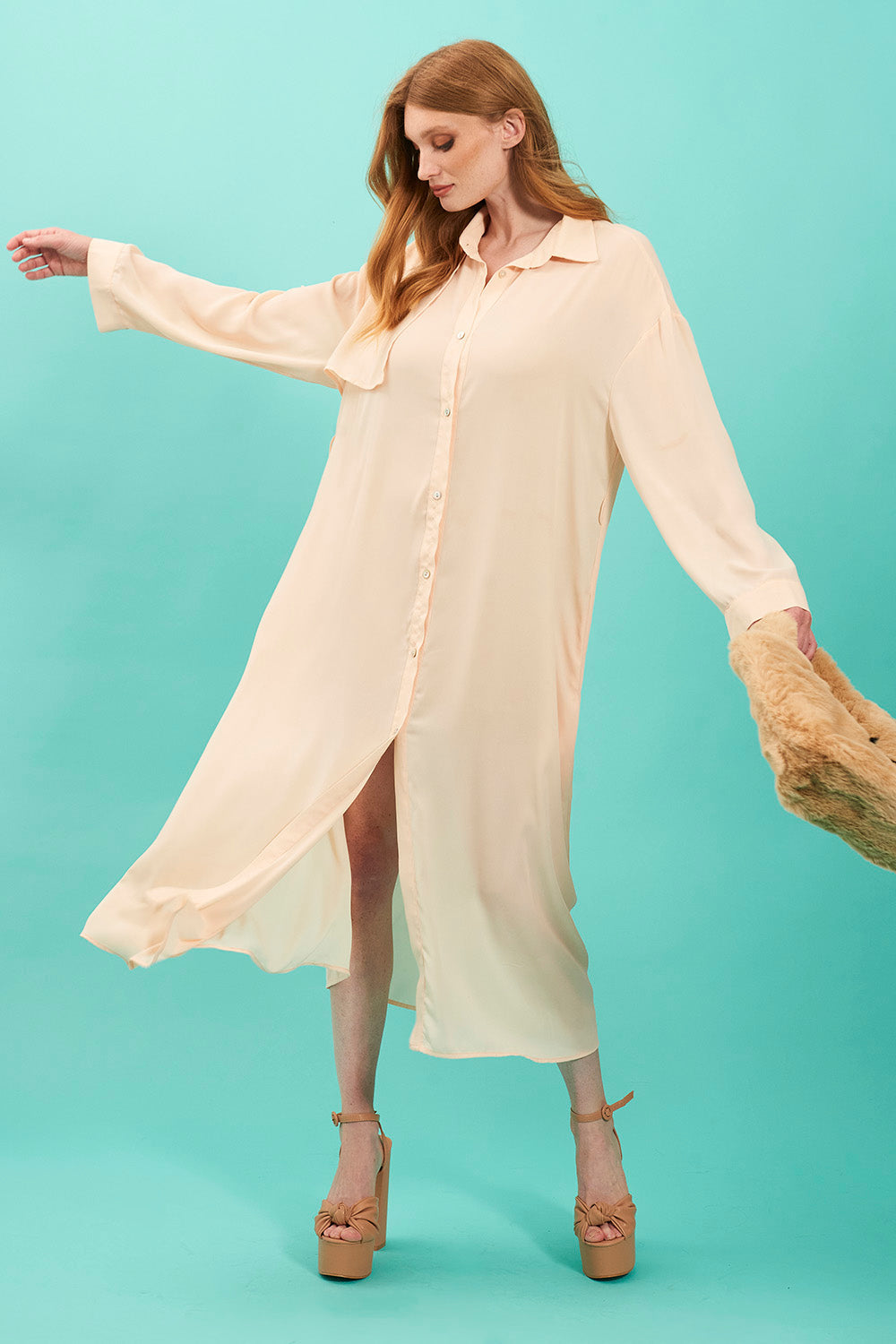 SLBPD325A-06 - Silk Blend Shirt Dress