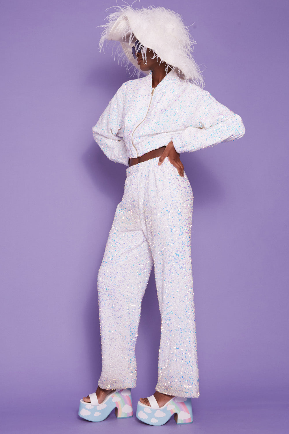 SQTS345A-02 - Bamboo Blend Sequin Trousers