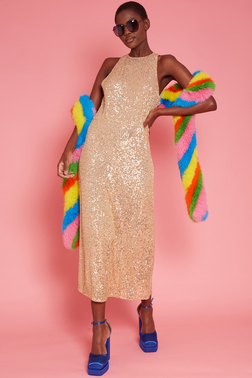 SQD39A-09 - Bamboo Sequin Gaga Maxi Dress