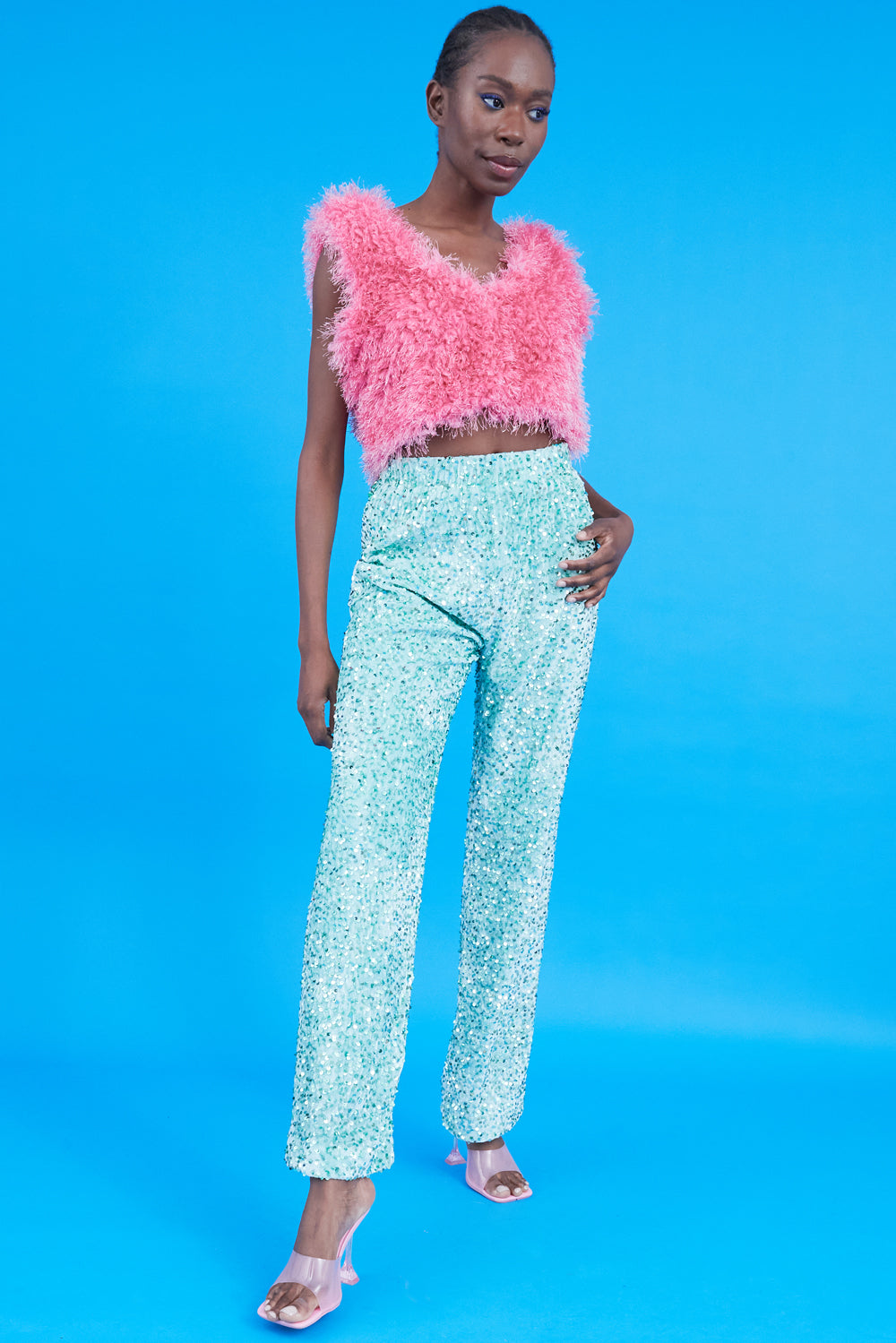 SQTS345A-07N - Bamboo Blend Sequin Trousers