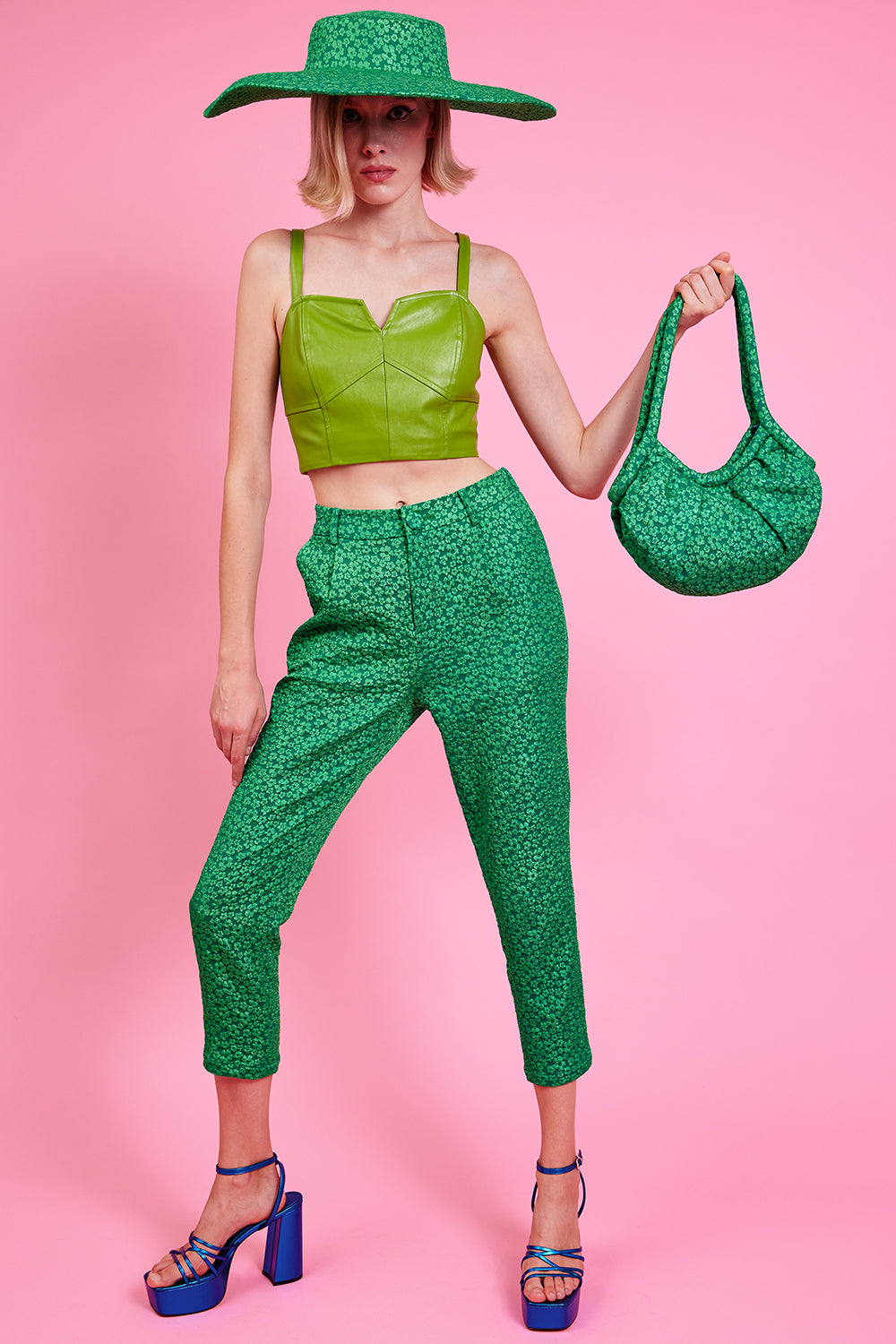 BETS245A-07L - Embroidery Effect Floral Trousers