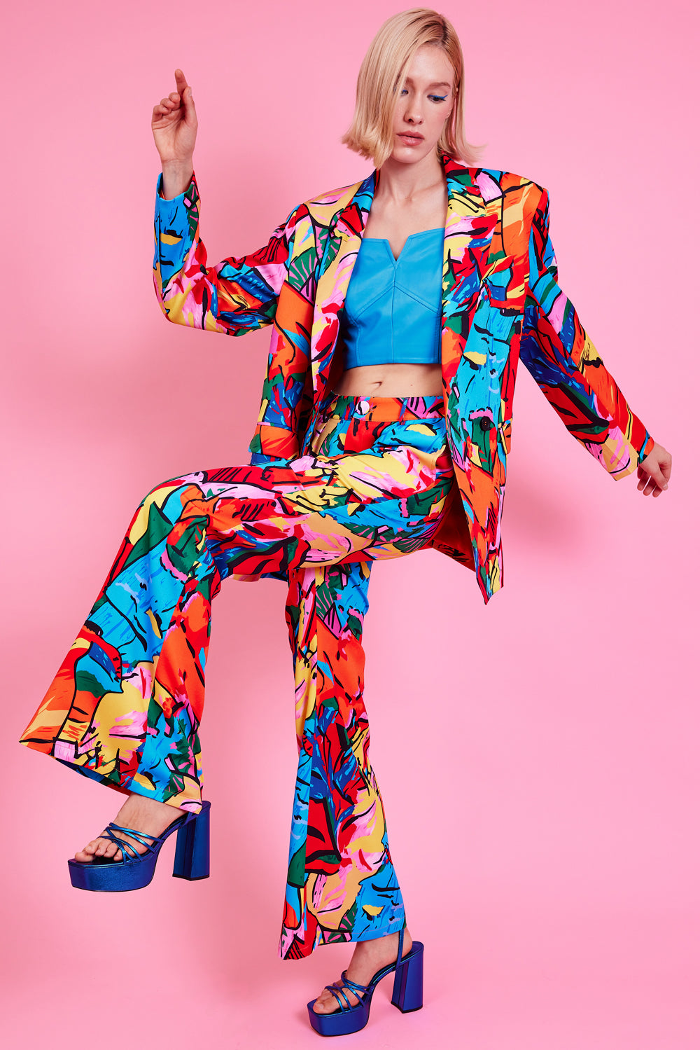 TEFTS345A-MULTI - Tencel Blend Digital Print Trousers