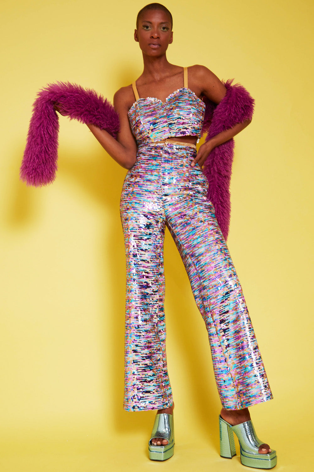 SQTRS395A-06 - Bamboo Blend Sequin Trousers