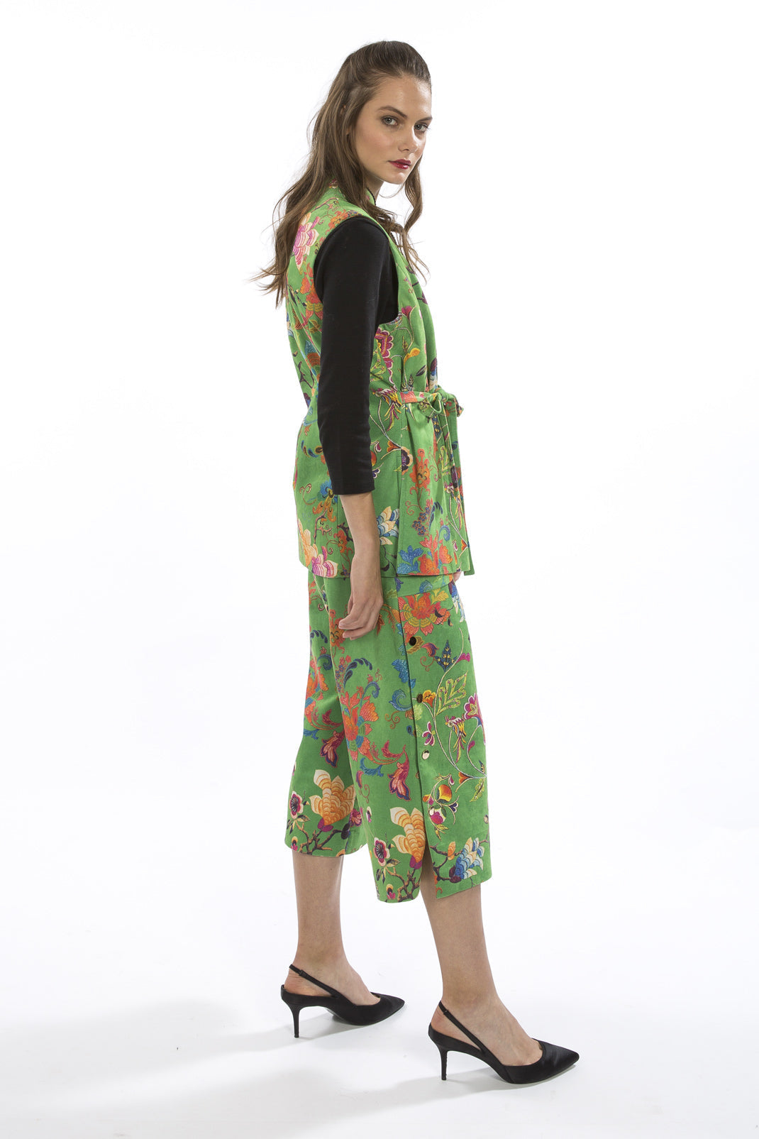 SUXTS145A-G07 - Faux Suede Digital Print Trousers