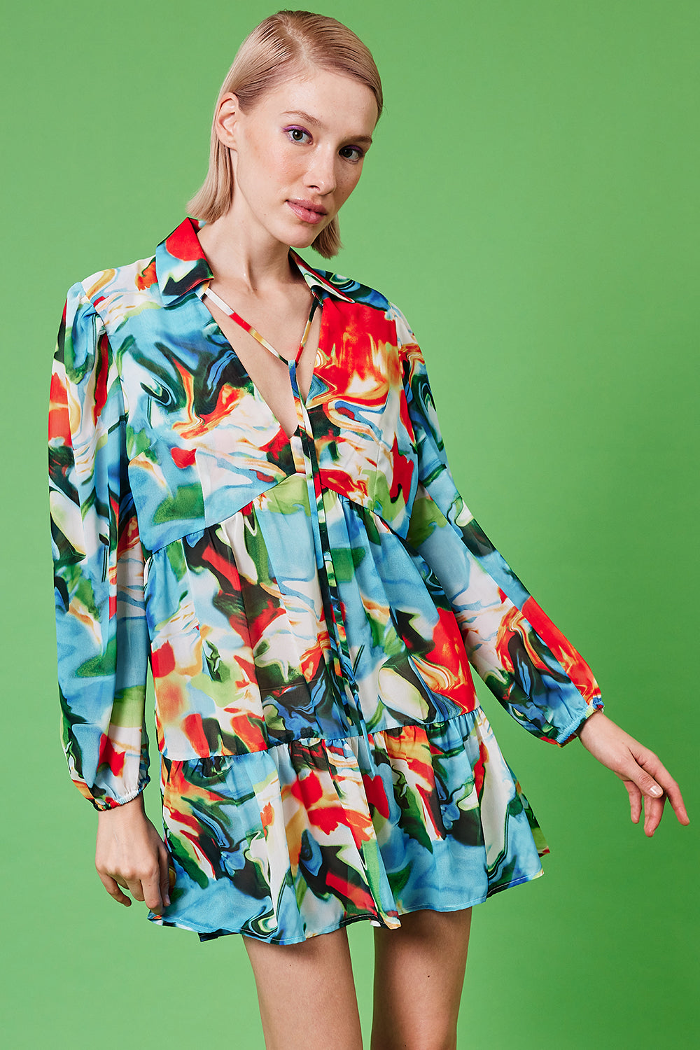 TEMD265A-MULTI - Tencel Blend Floral Midi Dress