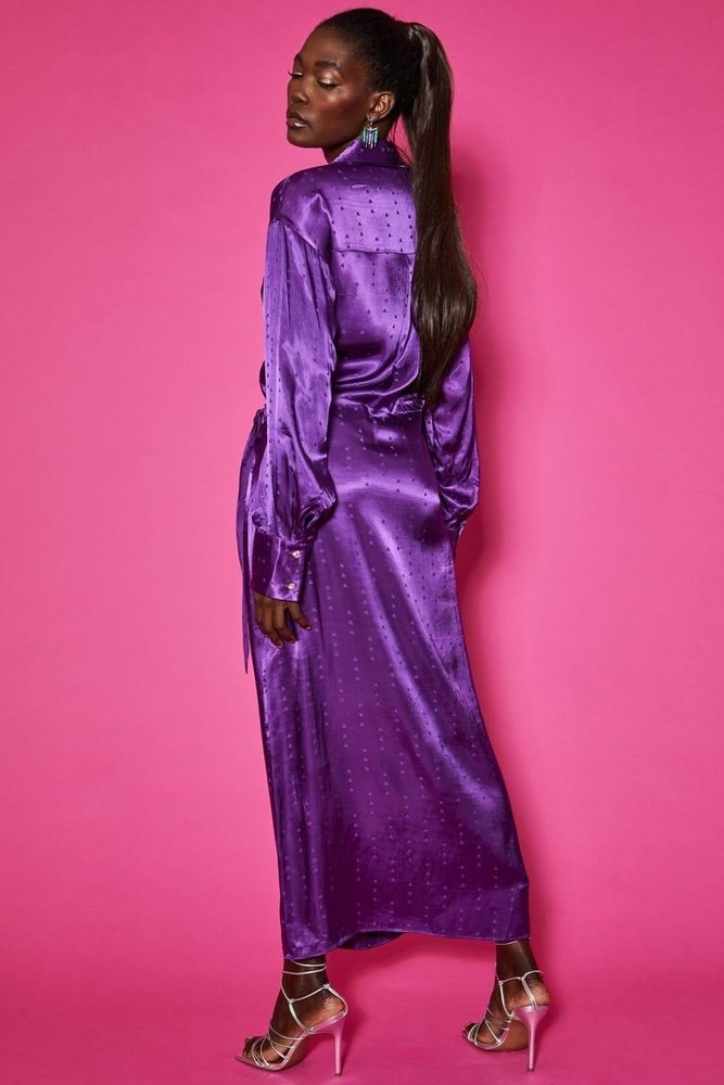Jayley Silk Blend Purple Wrap Maxi Dress suziestyle-heaven