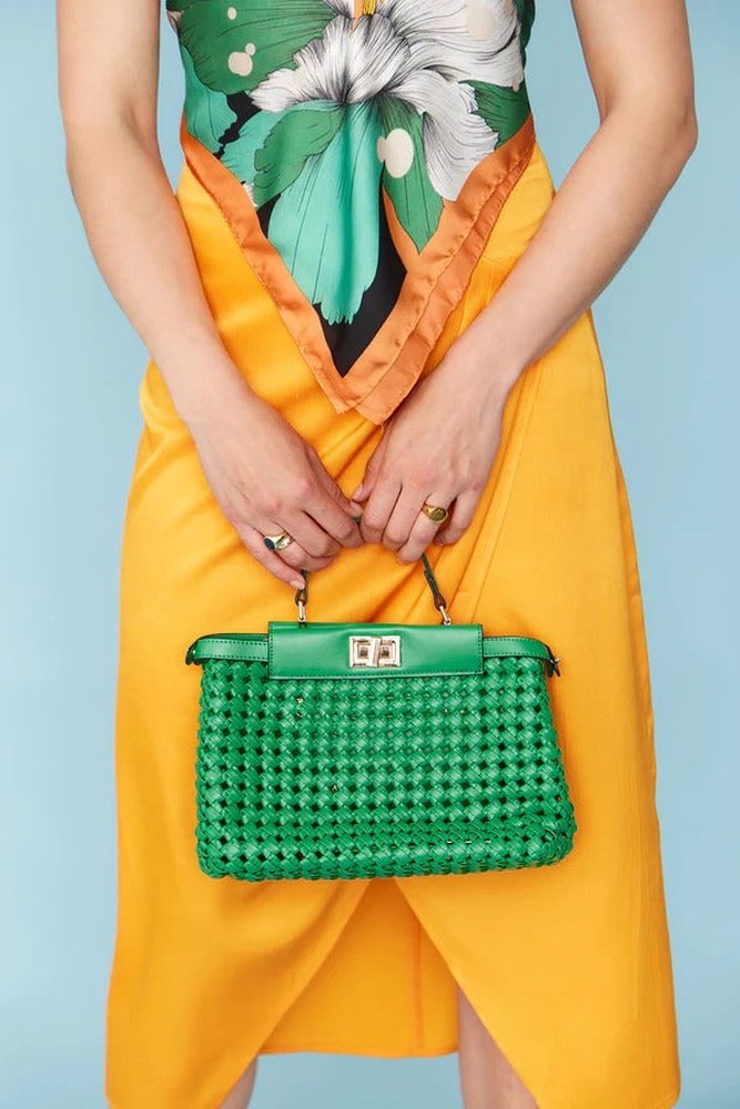 Jayley Hand Woven Eco Green Women's Leather Bag Jayley