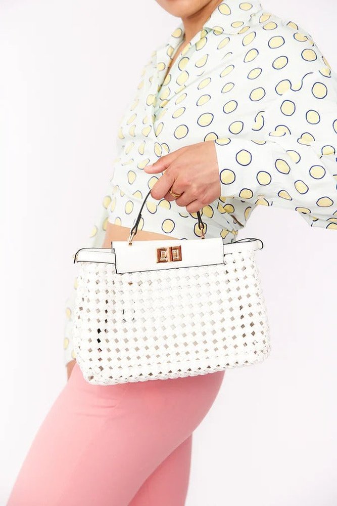 Jayley Hand Woven Eco White Women's Leather Bag Jayley