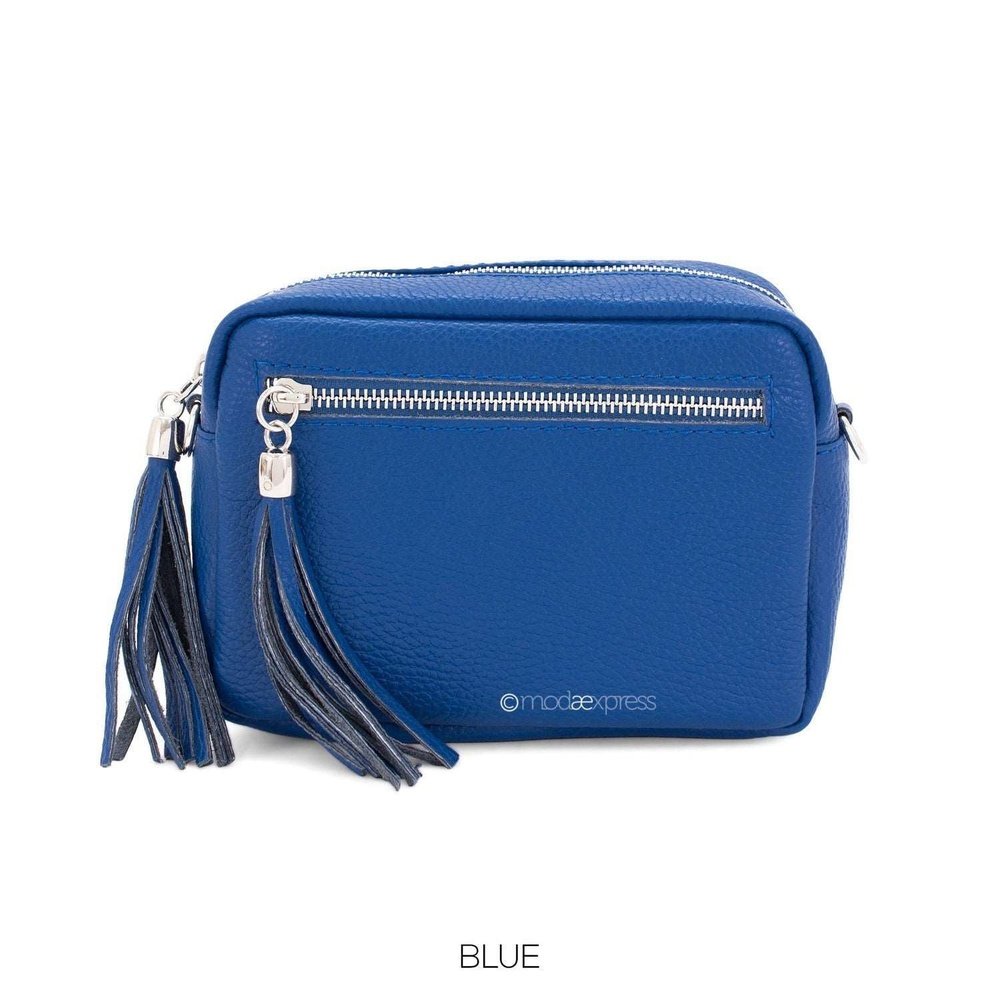 Leather Rectangle Tassel Crossbody Bag - style-heaven