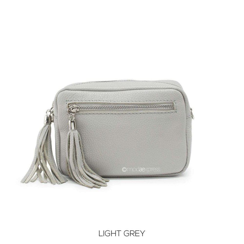 Leather Rectangle Tassel Crossbody Bag - style-heaven