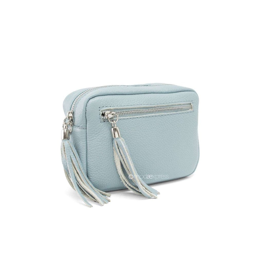Leather Rectangle Tassel Crossbody Bag - style-heaven