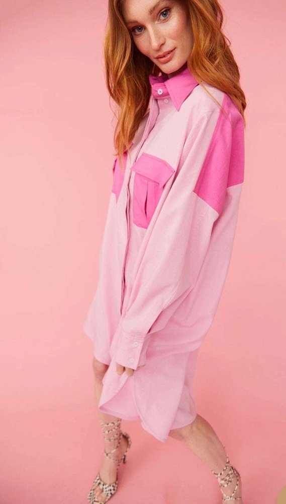 Silk Blend Kate Shirt Dress Available in Pink & Green suziestyle-heaven
