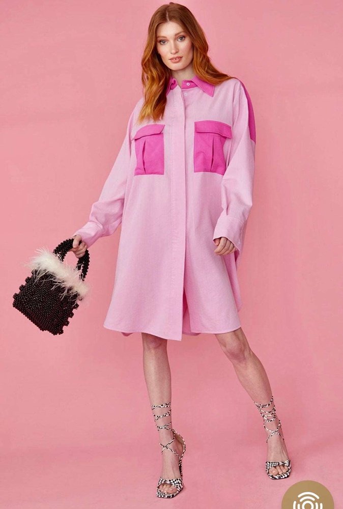 Silk Blend Kate Shirt Dress Available in Pink & Green suziestyle-heaven