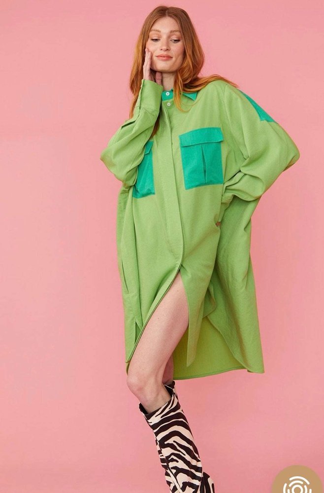Silk Blend Kate Shirt Dress Available in Pink & Green suziestyle-heaven