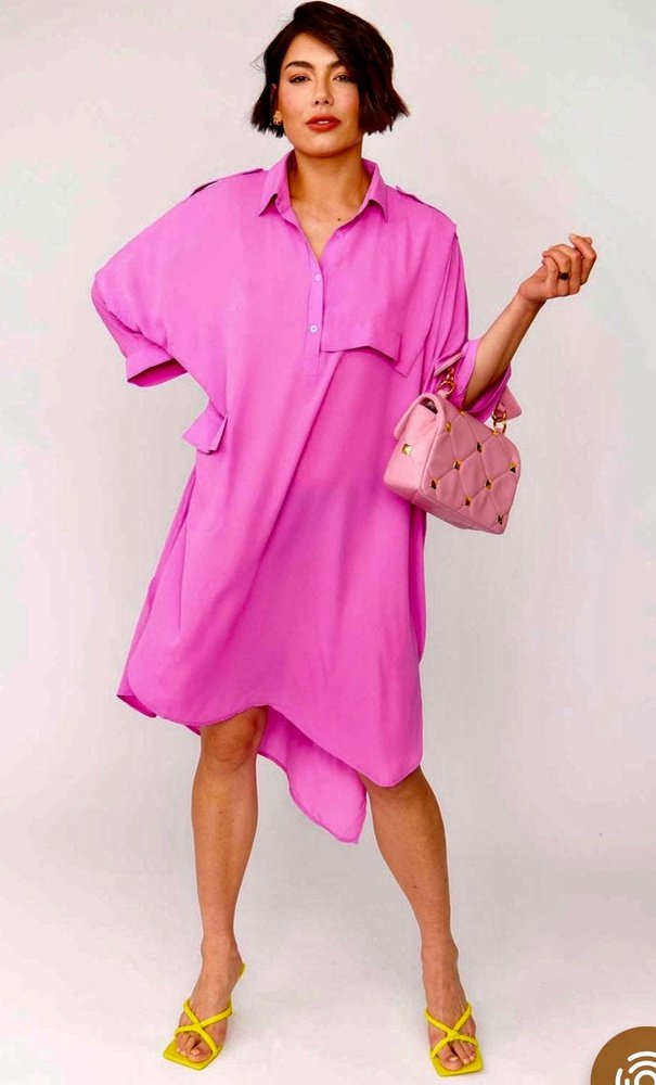 Lara Silk Blend Super Soft Shirt Dress Available in Pink and Orange One Size 8-18 Jayley