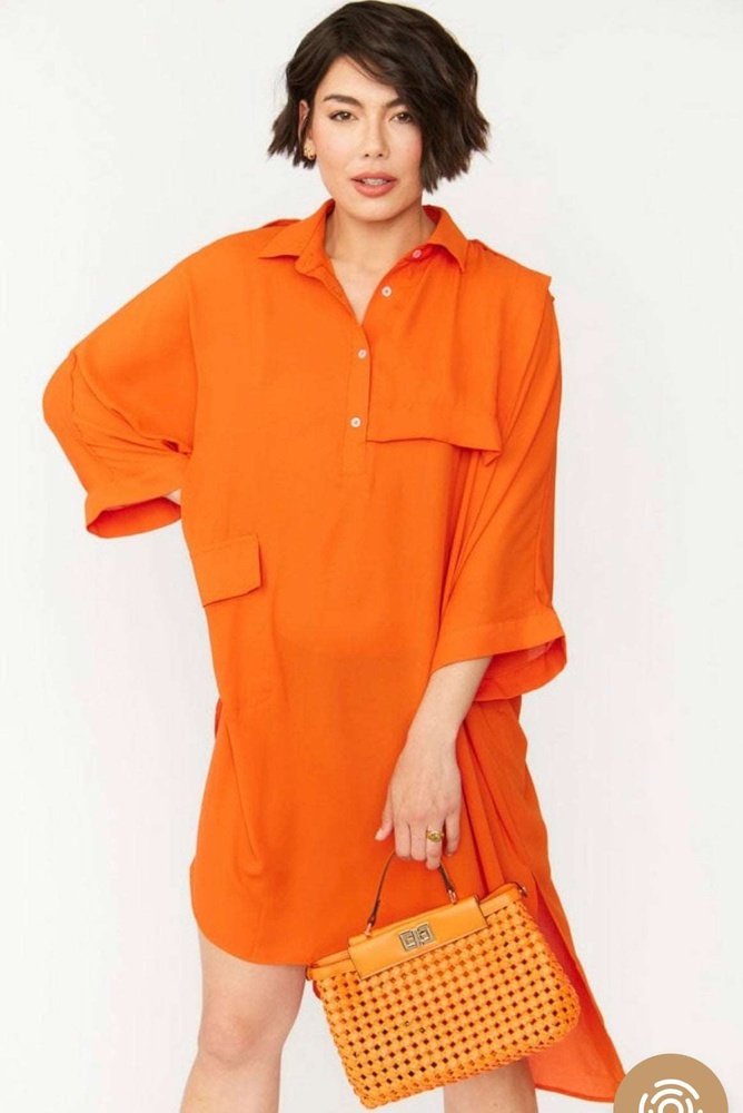 Lara Silk Blend Super Soft Shirt Dress Available in Pink and Orange One Size 8-18 Jayley