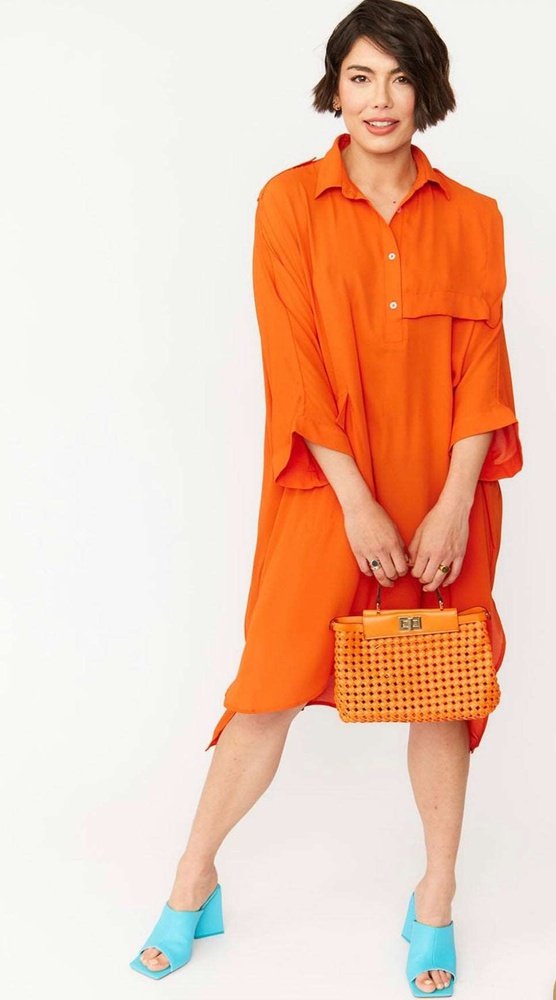 Lara Silk Blend Super Soft Shirt Dress Available in Pink and Orange One Size 8-18 Jayley