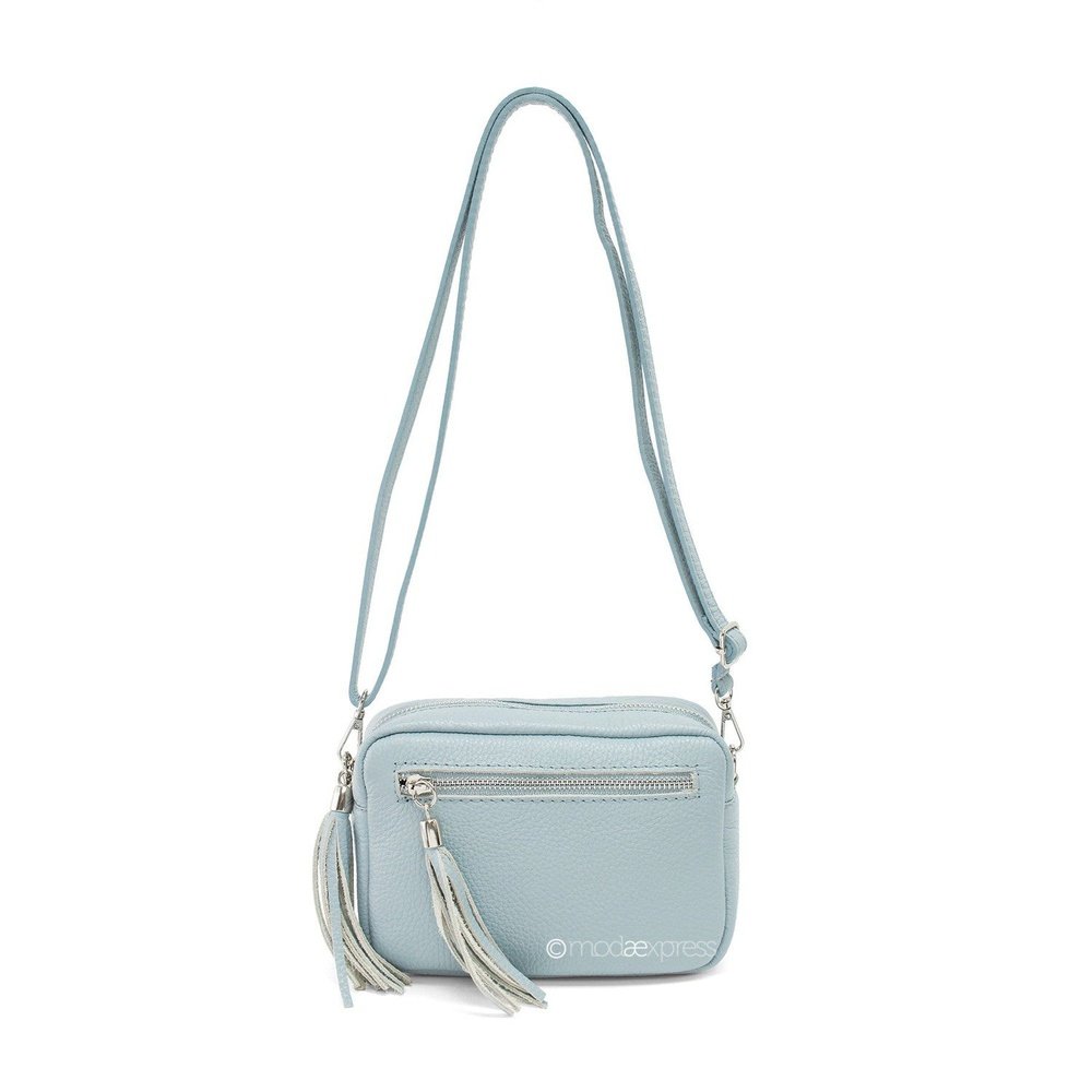 Leather Rectangle Tassel Crossbody Bag - style-heaven