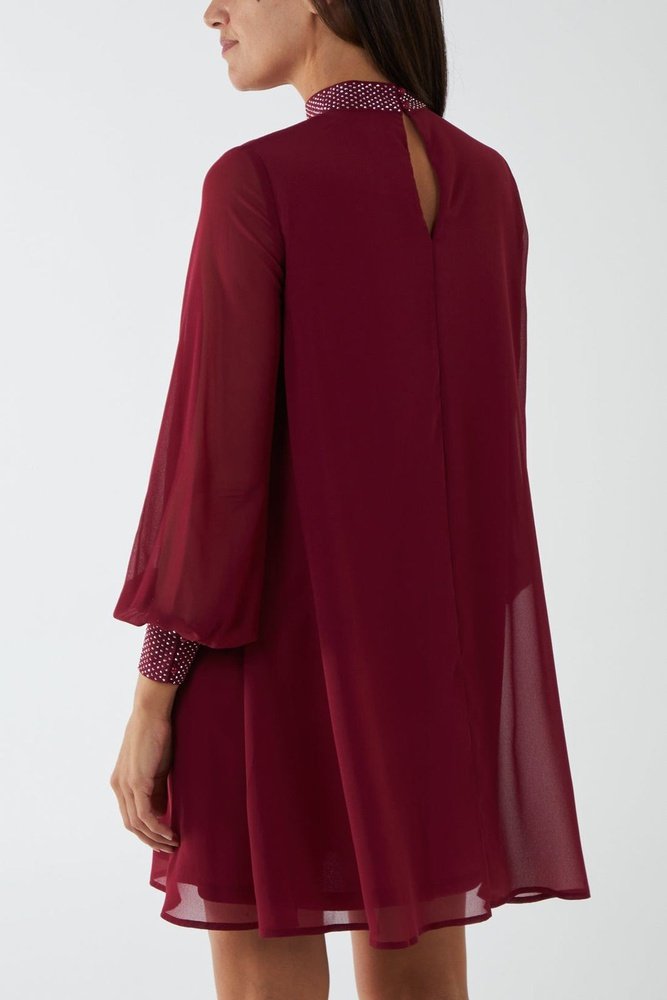 Shift Diamante Collar Dress - style-heaven