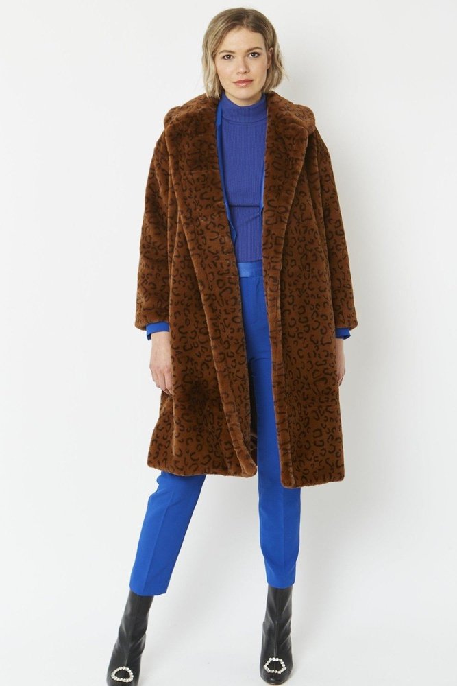 Jayley Midi shaved shearling faux fur coat - style-heaven