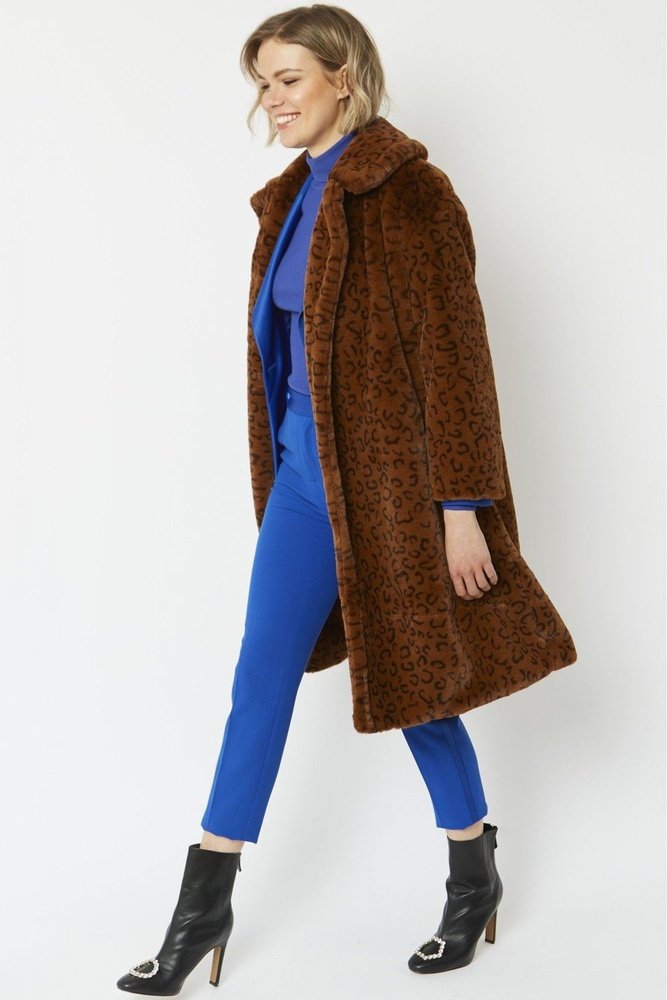 Jayley Midi shaved shearling faux fur coat - style-heaven