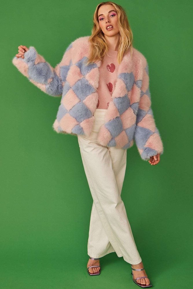 Jayley Delilah Luxurious Diamond Faux Fur Jacket Jayley
