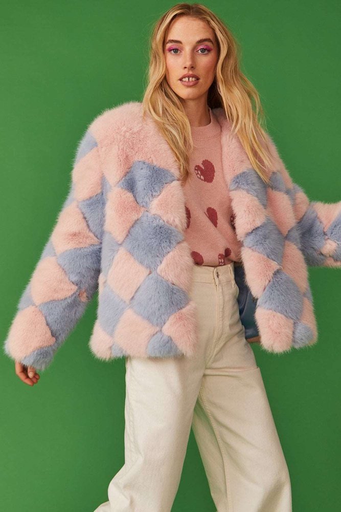 Jayley Delilah Luxurious Diamond Faux Fur Jacket Jayley