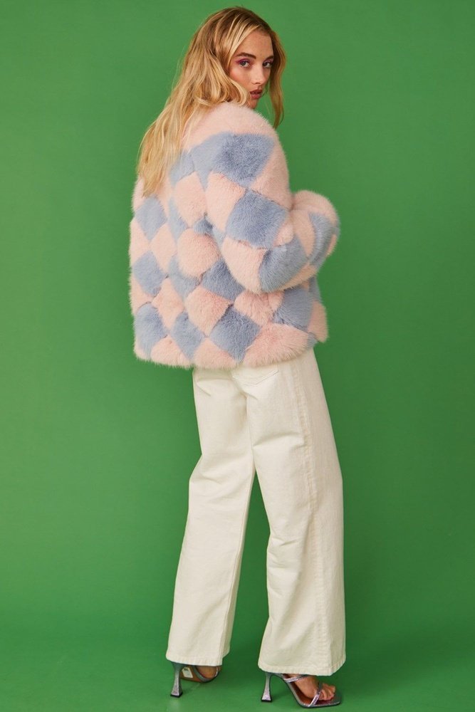 Jayley Delilah Luxurious Diamond Faux Fur Jacket Jayley