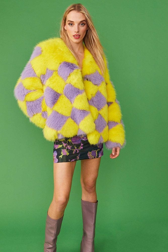 Jayley Delilah Luxurious Diamond Faux Fur Jacket Jayley