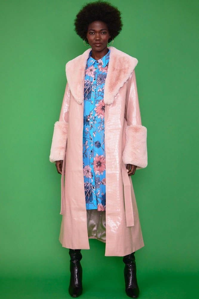 Jayley Faux Leather Jacket With Detachable Faux Fur Cuffs & Collar - style-heaven
