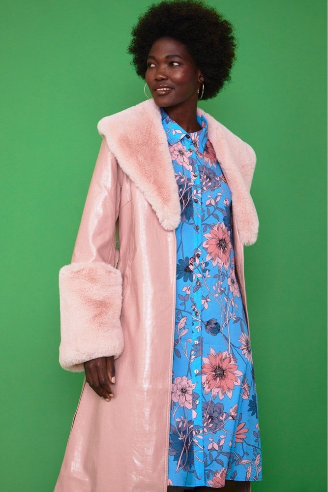 Jayley Faux Leather Jacket With Detachable Faux Fur Cuffs & Collar - style-heaven