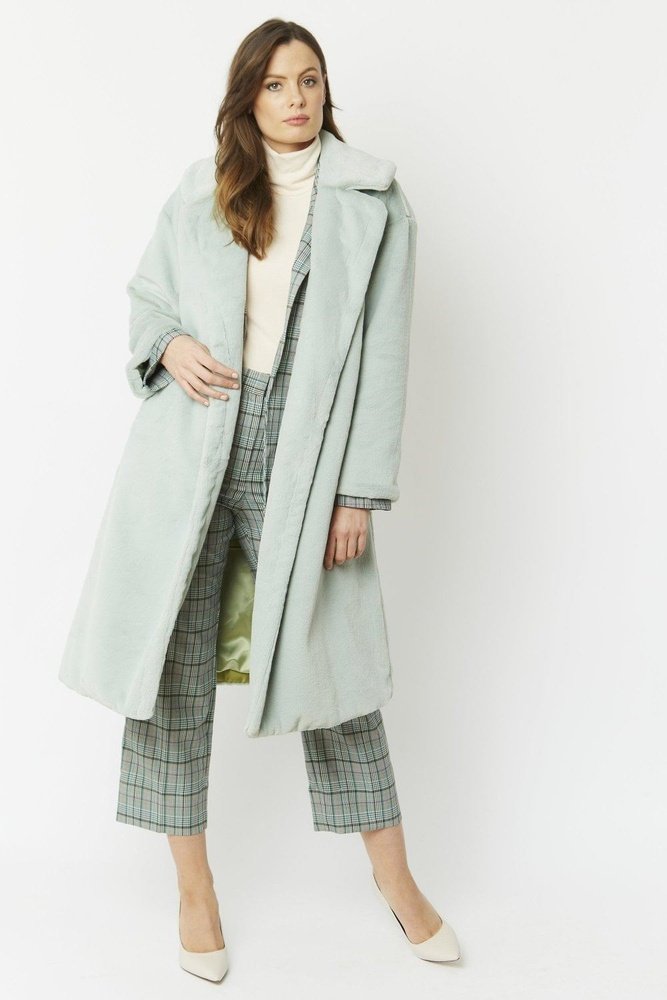 Jayley Midi shaved shearling faux fur coat - style-heaven