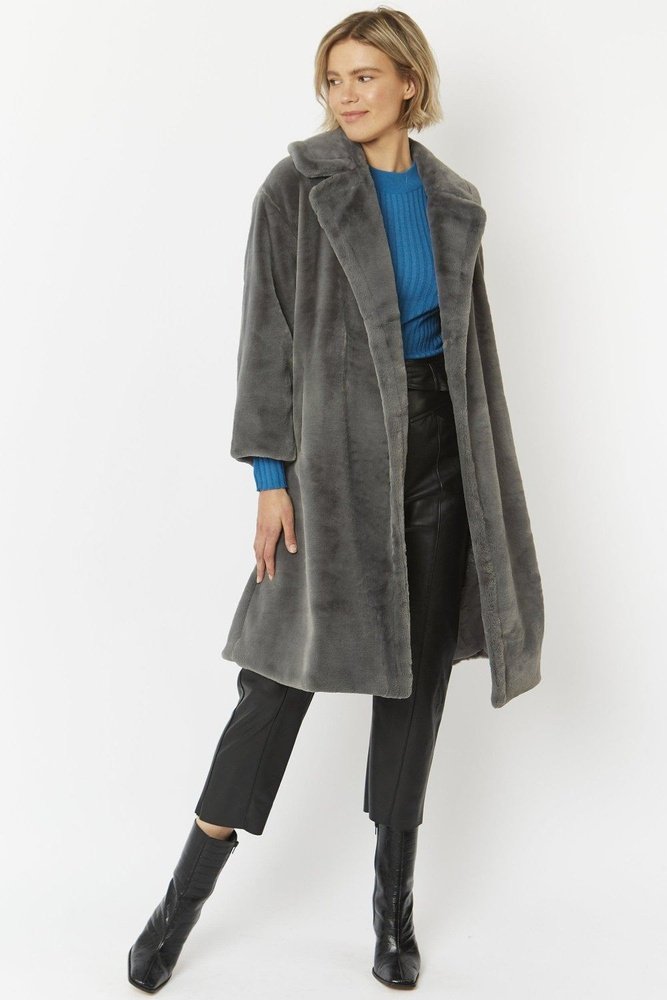 Jayley Midi shaved shearling faux fur coat - style-heaven