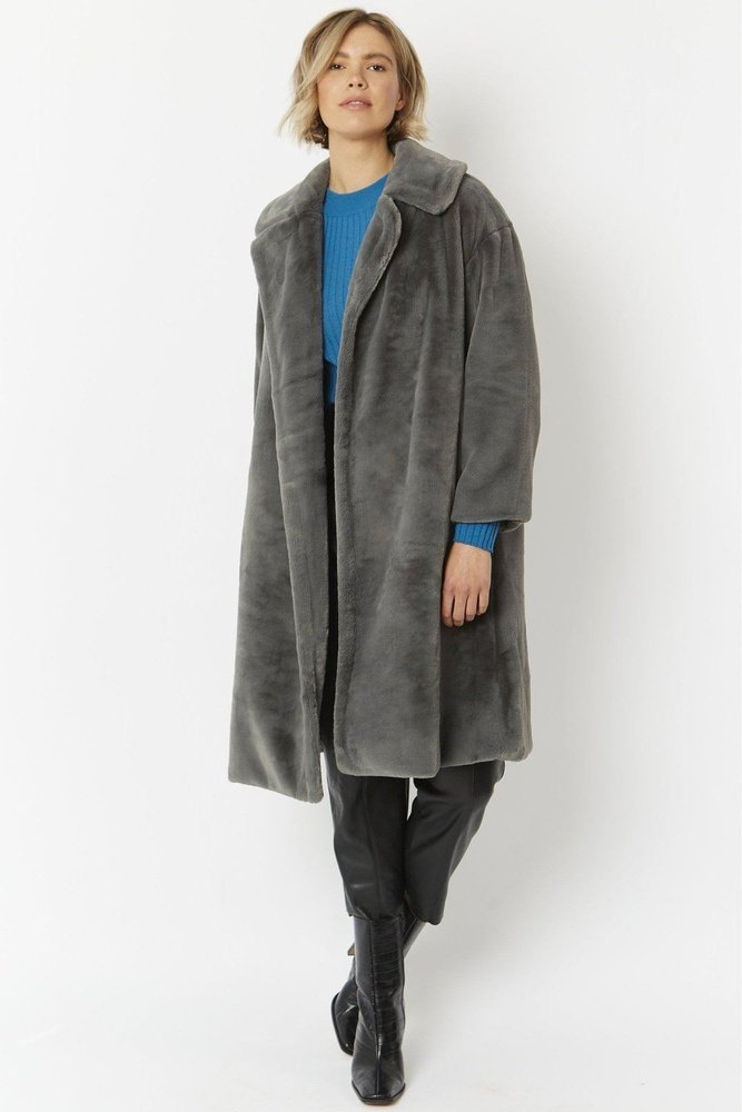 Jayley Midi shaved shearling faux fur coat - style-heaven