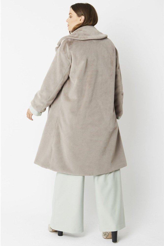 Jayley Midi shaved shearling faux fur coat - style-heaven