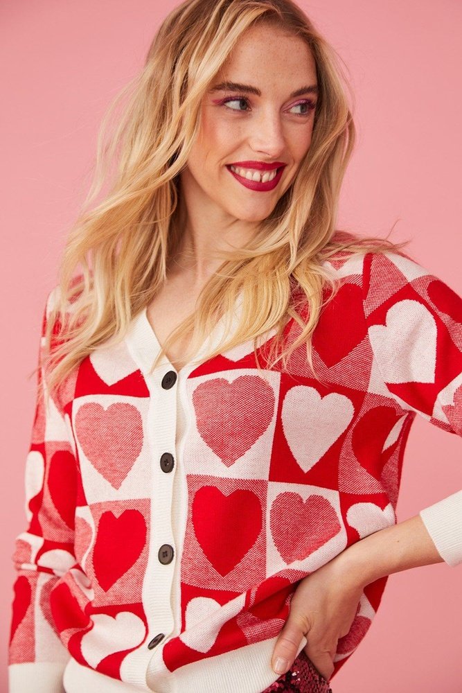 Jayley Love Heart Cashmere and Banana Peel Cardigan Jayley