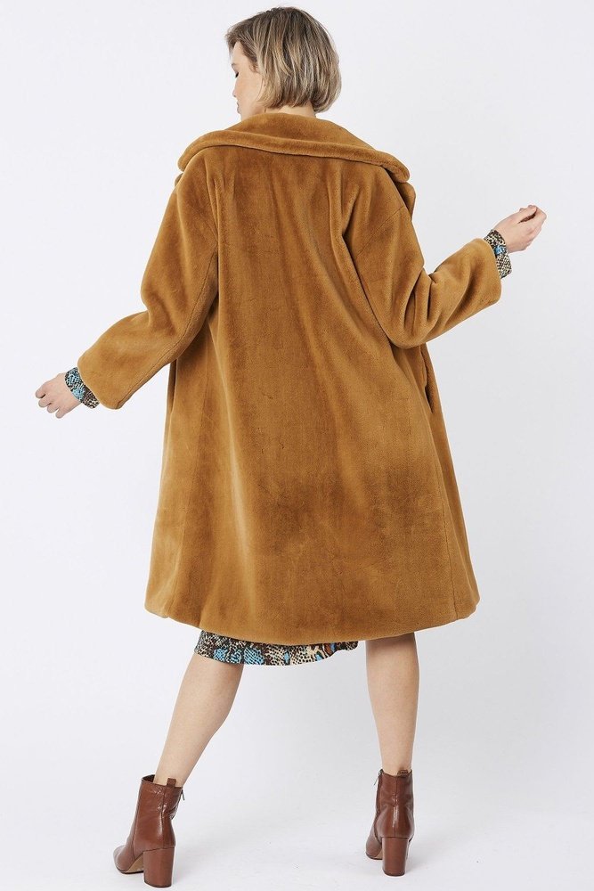 Jayley Midi shaved shearling faux fur coat - style-heaven