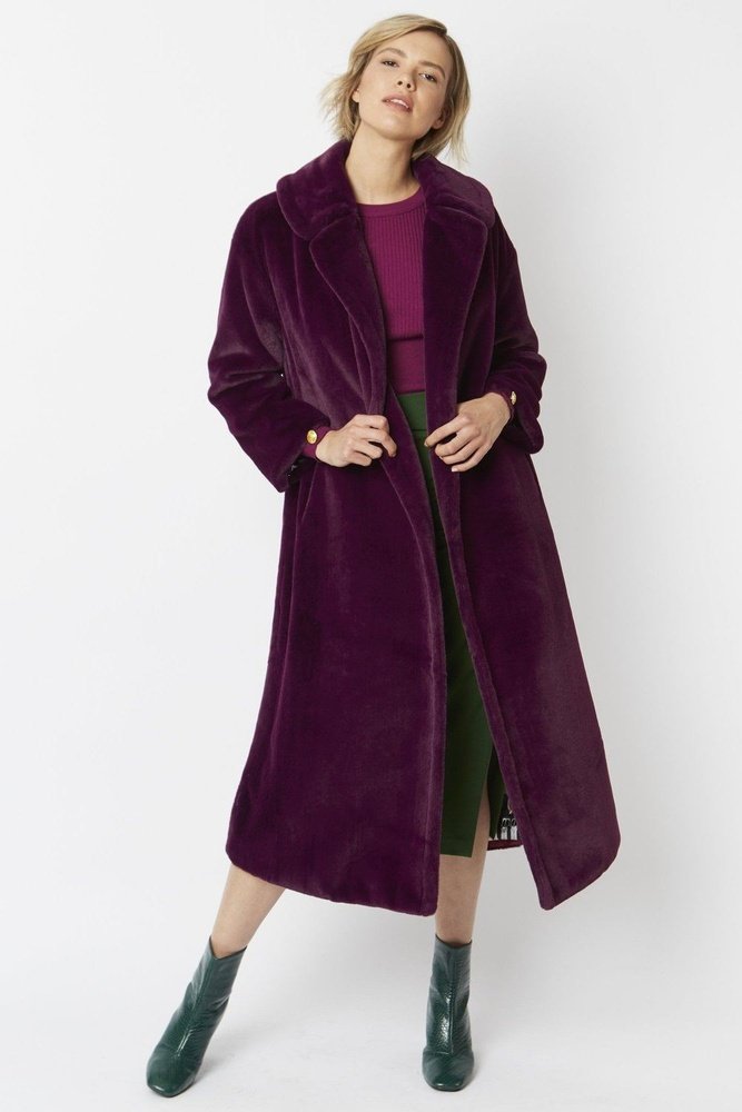 Jayley Maxi faux fur coat - style-heaven