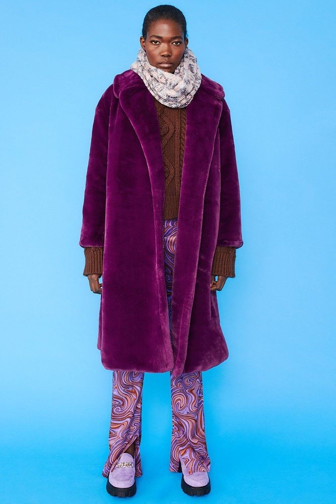 Jayley Midi shaved shearling faux fur coat - style-heaven