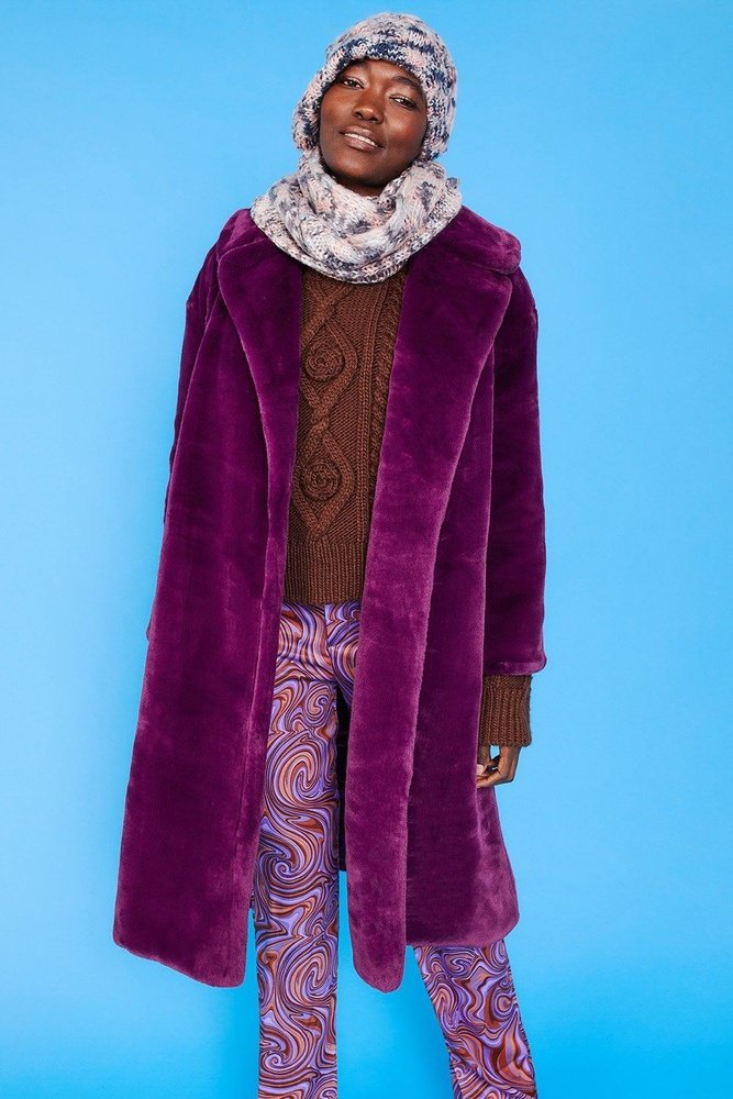 Jayley Midi shaved shearling faux fur coat - style-heaven