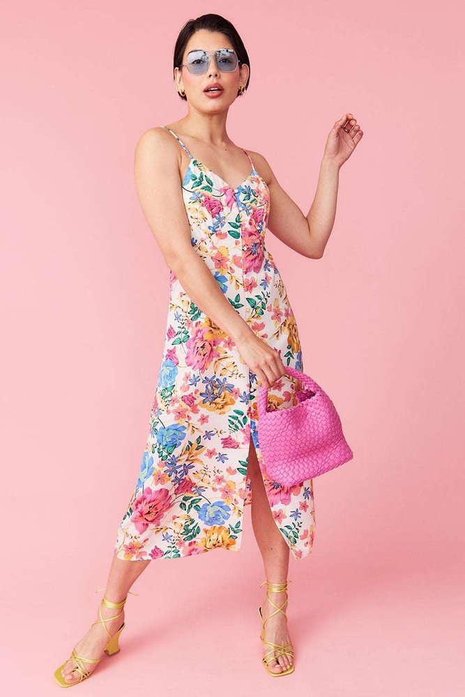 Floral Silk Blend Deluxe Midi Dress Available in 2 Sizes Jayley