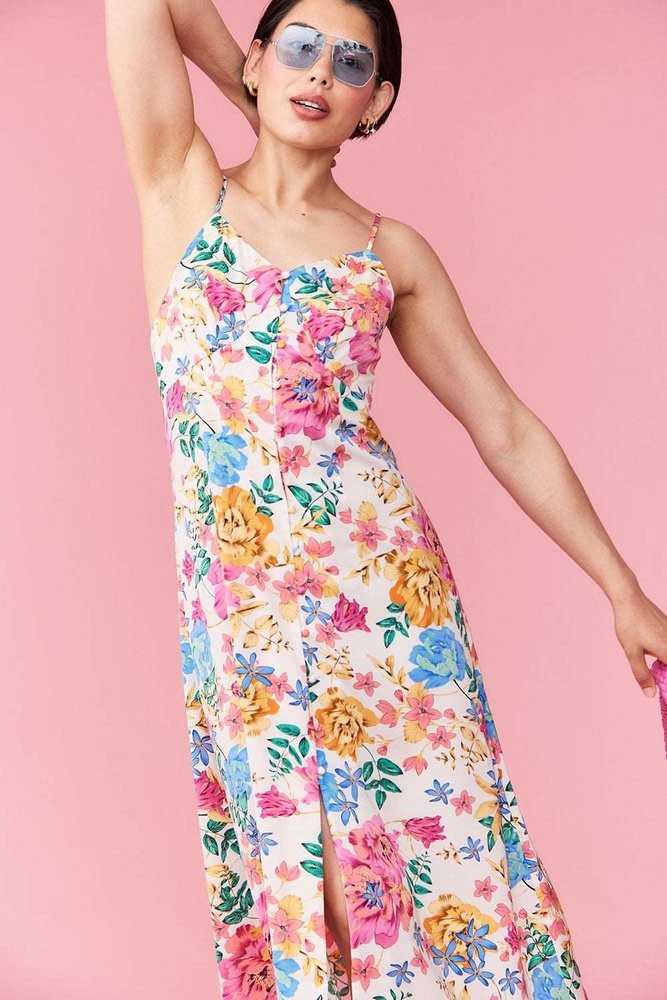 Floral Silk Blend Deluxe Midi Dress Available in 2 Sizes Jayley