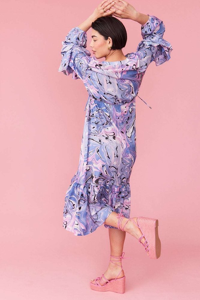 Super Soft Purple Abstract Silk Blend Women's Dress Available in 2 Sizes Jayley