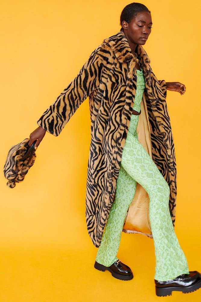 Jayley Midi shaved shearling faux fur coat - style-heaven